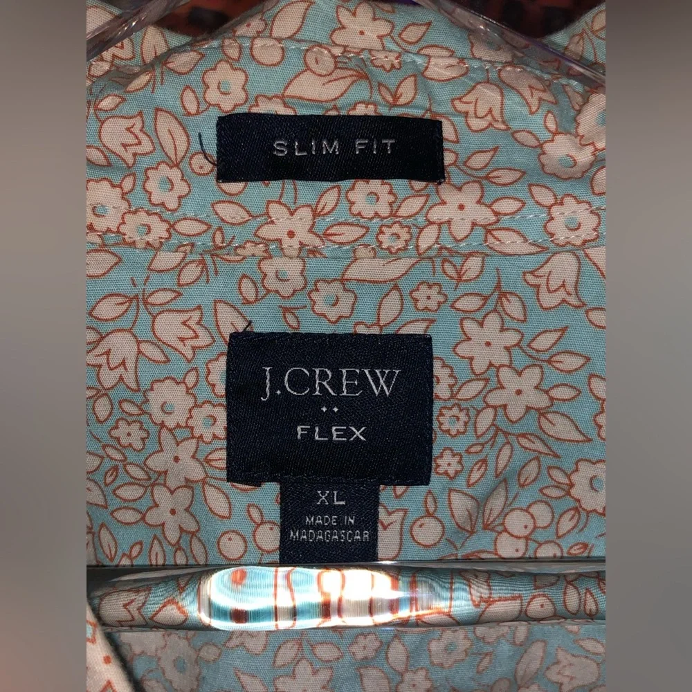 J Crew Mens XL Stretch Slim Secret Wash Floral Long Sleeve Button Down Shirt